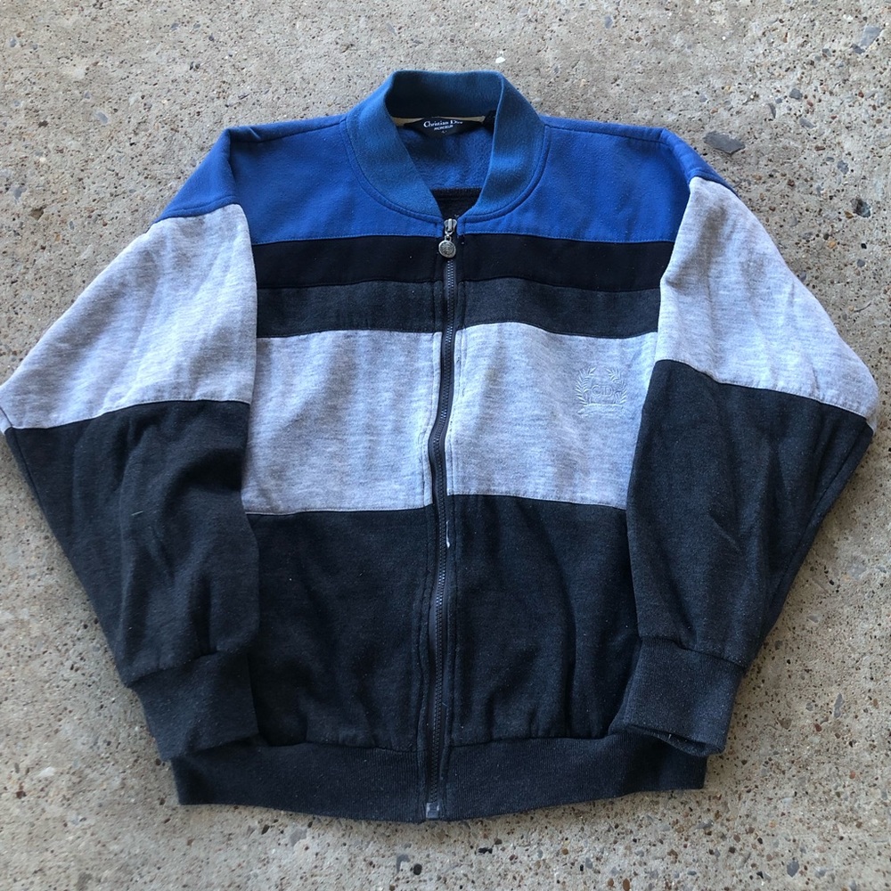 Vintage Christian Doir Monsieur Colorblock Zip Up Sweater Size Large